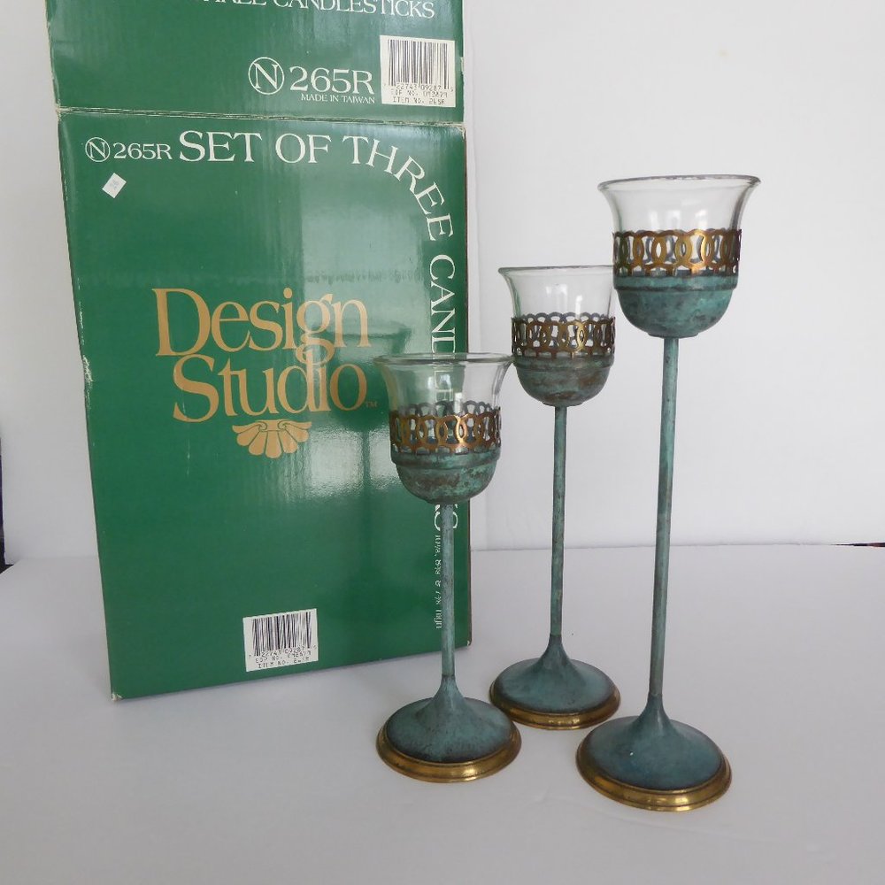 3 Decorative Metal Candle Holders